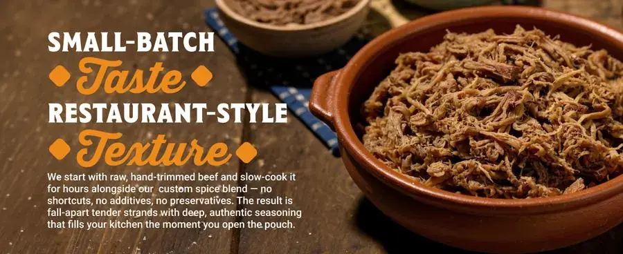 Del Real Shredded Beef A+ module: Small-Batch Taste, Restaurant-Style Texture